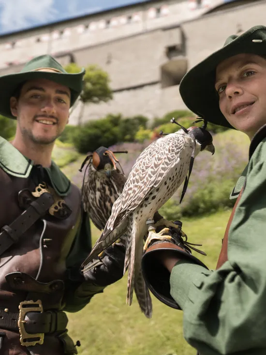 Die Falkner mit Vögel